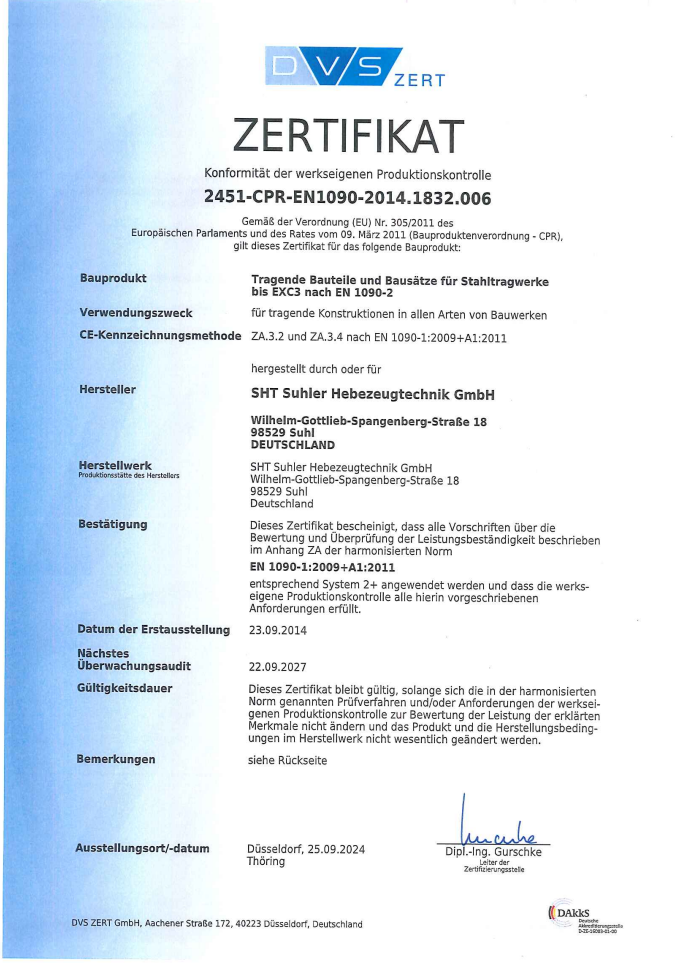 Zertifikat ISO 1090